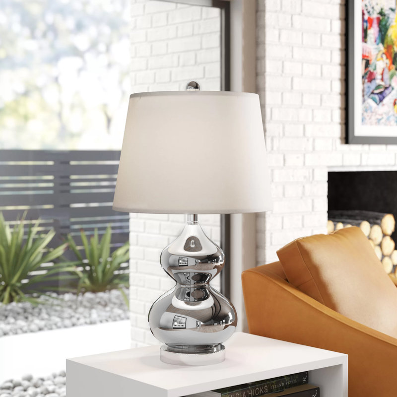 Courtney Glass Table Lamp, Silver