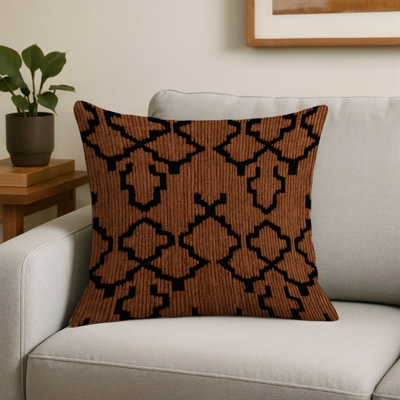Coussin décoratif intérieur et extérieur brun Trellis, Carré 18 po, Treillis brun 326