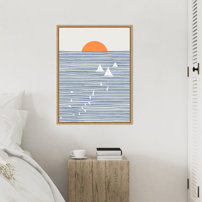 Three White Sails by Irrizarry Framed Canvas Wall Art Print