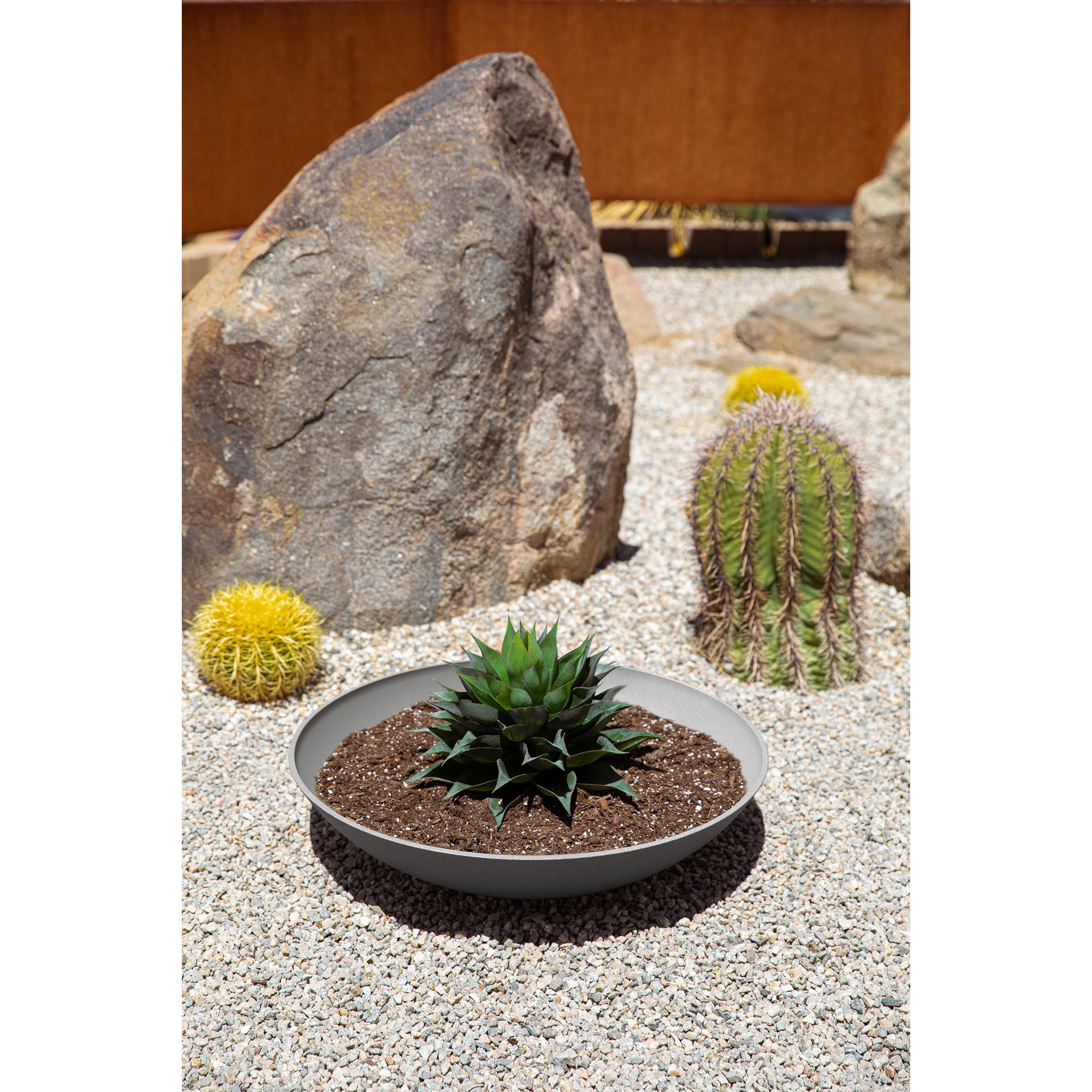 Pure Series Lane Bowl Planter, 6" H x 24" W x 24" D, Set of 2, Charcoal
