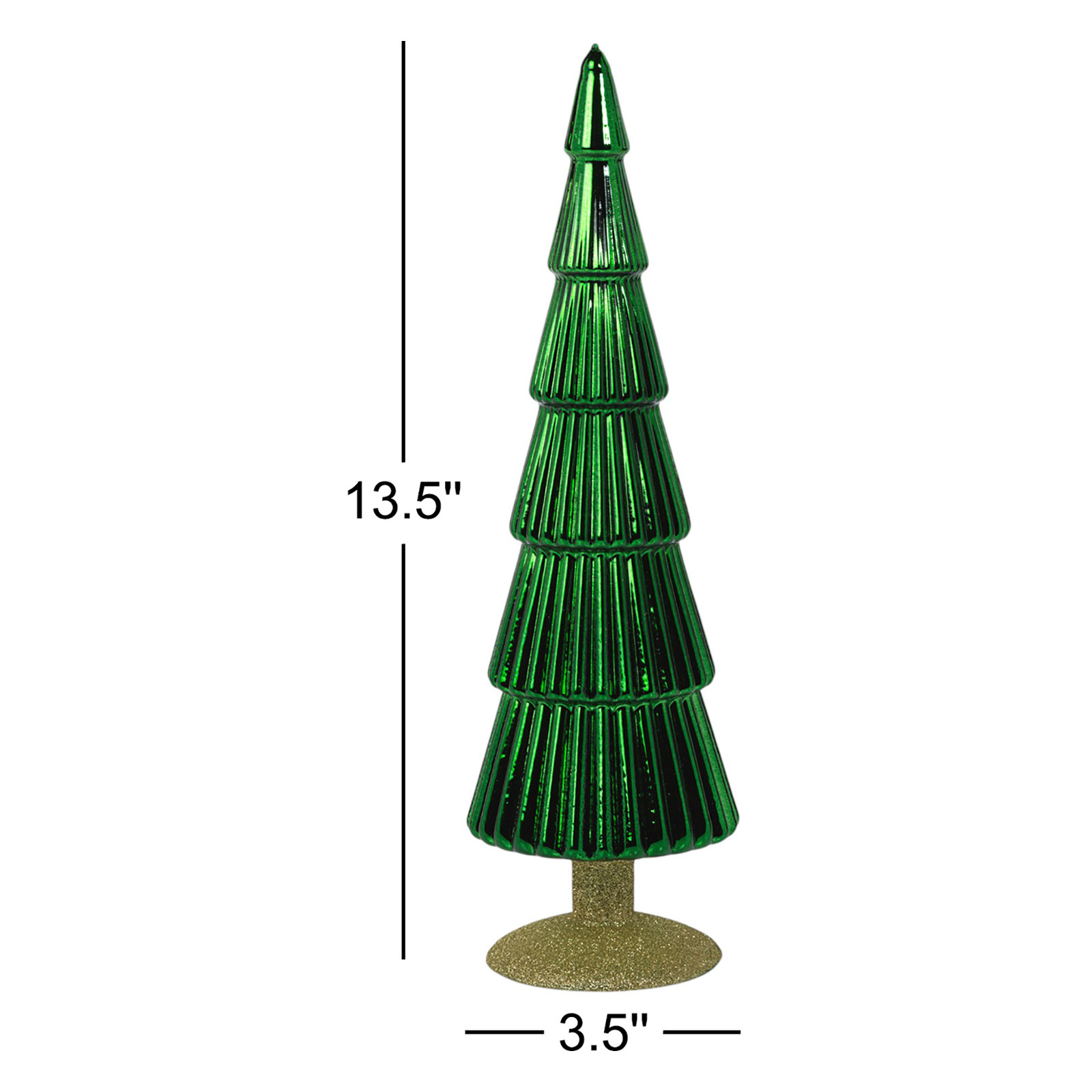 Halette Christmas Tabletop Tree, 13.5" H x 3.5" W x 3.5" D, Green/Gold