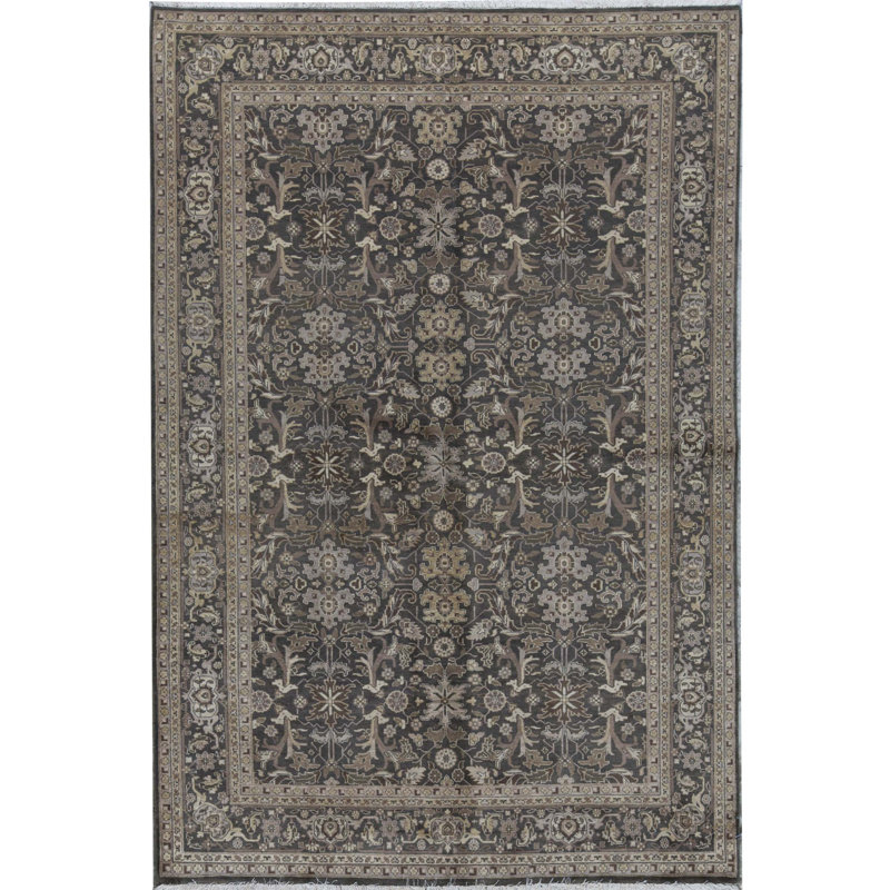 Tapis noir de haute qualité noué à la main