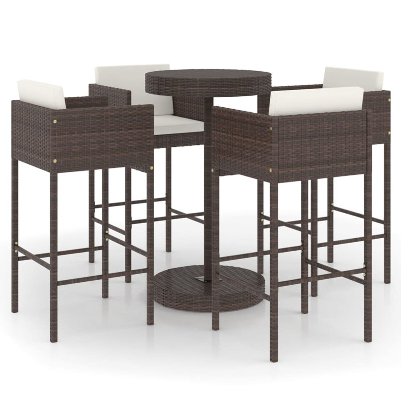 Garden Bar Set with Cushions Patio, Brown
