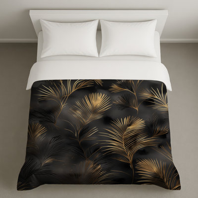 Housses de couette en feuilles de palmier dorées