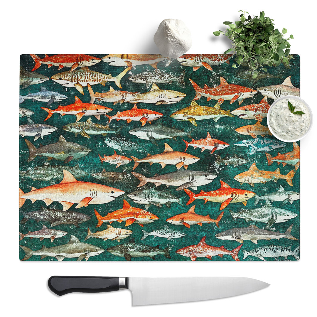 Shark Pattern Vol.2  Glass Chopping Board