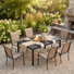 Ensemble repas pour 6 personnes avec table rectangulaire et 6 chaises empilables Leyre