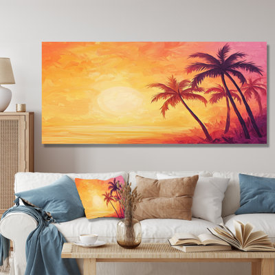 Sunset Oasis Palm Trees II - Floral Metal Wall Art, Palm Trees Metal Print