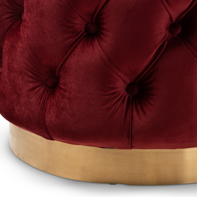 Repose-pieds capitonné Kylaya Glam, rouge
