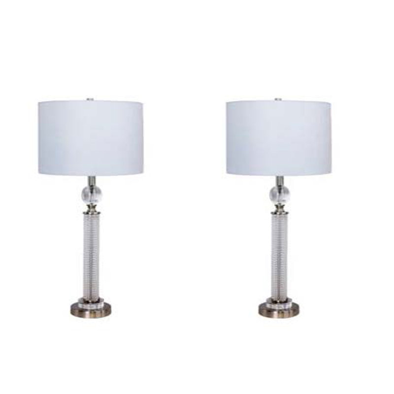 Rockmart Crystal Table Lamp, Brushed Steel, White