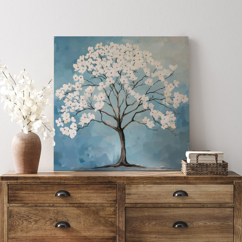 Fleurs en fleurs sur des branches d'arbres, Toile tendue, H 12 po x l 12 po