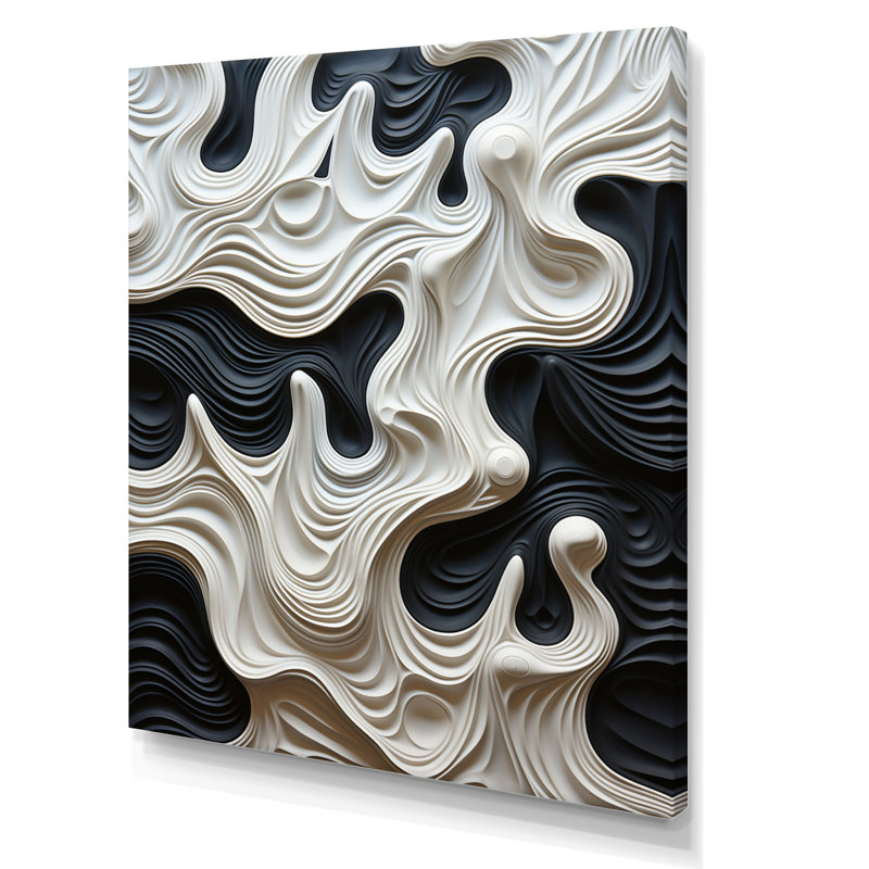 Décoration murale noir et blanc Opt Art, Toile tendue, H 20 po x l 12 po, Sans cadre
