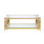 Table rectangulaire dorée en acier inoxydable et verre, 48 po, pour salon Ambiance-1422539067