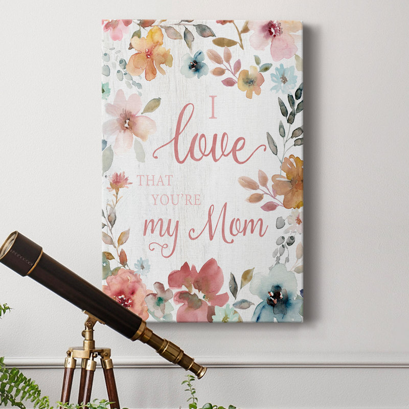 «Love Mom», art textuel sur toile tendue, H 27 po x l 18 po x P 1 po