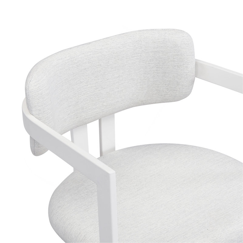 Ensemble de 2 chaises rembourrées en tissu avec structure en métal beige, capacité de poids de 265 lb, Blanc, Blanc