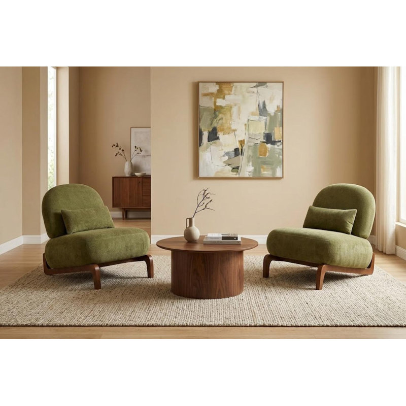 Mid-Century Modern Lounge Chair With Sled Base, Green