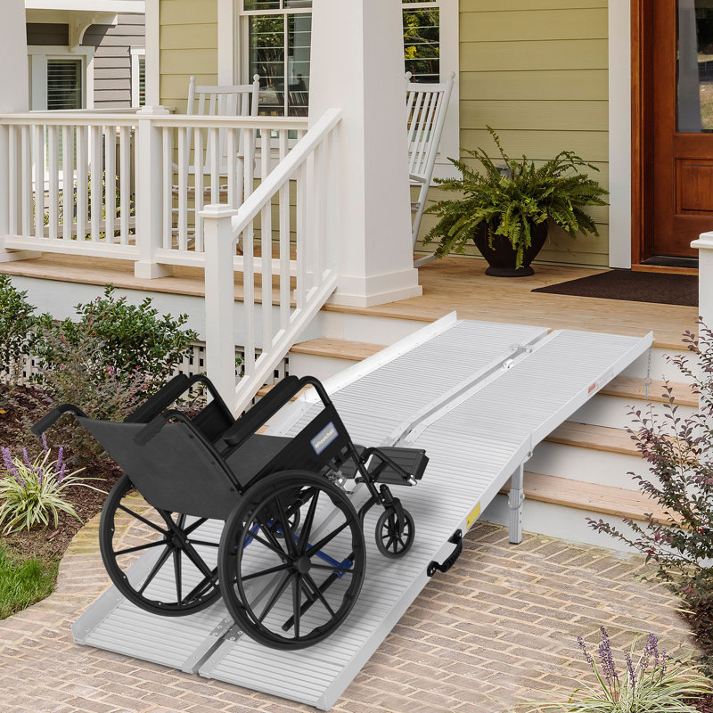HomCom Metal Foldable Portable Ramp, 3" H x 96" W x 29" D