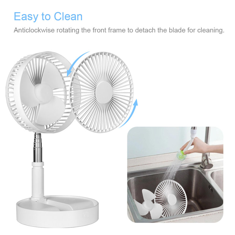 White Adjustable Height Foldable Pedestal Fan with 4 Speeds