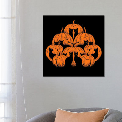 «Pumpkin Cat», reproduction d'art sur toile encadrée