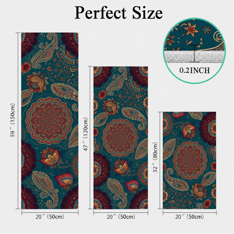 Paisley Pattern Non-Slip Washable Kitchen Mats