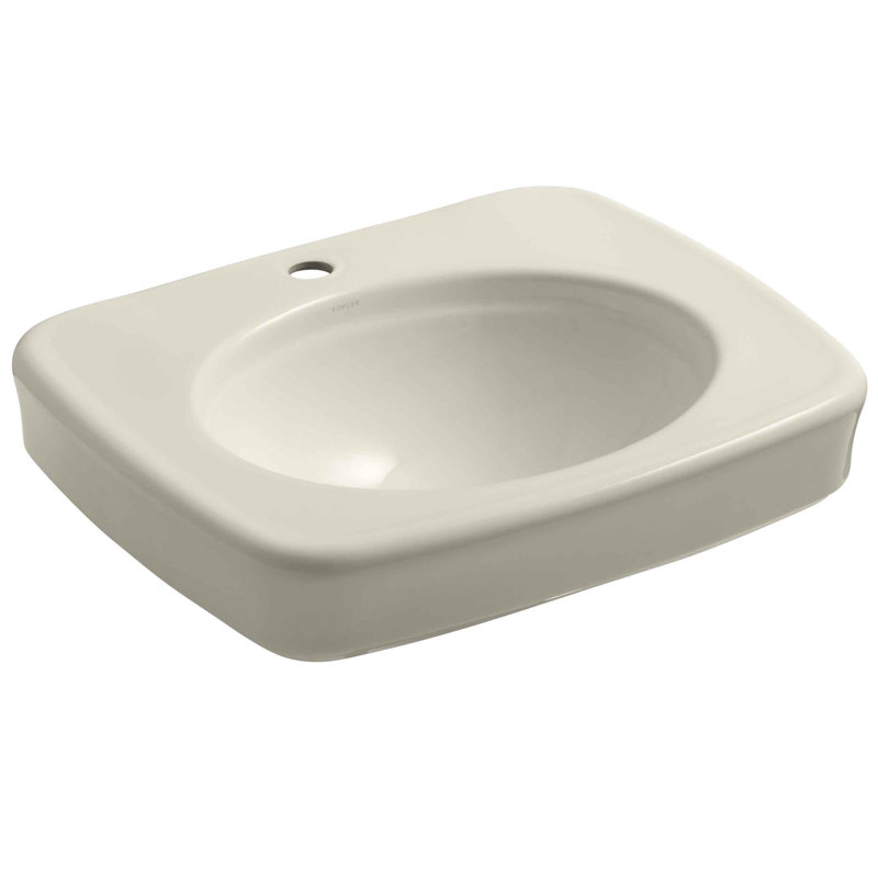 Bancroft Ceramic 24" Pedestal Bathroom Sink, Thunder Grey, Single Hole Faucet