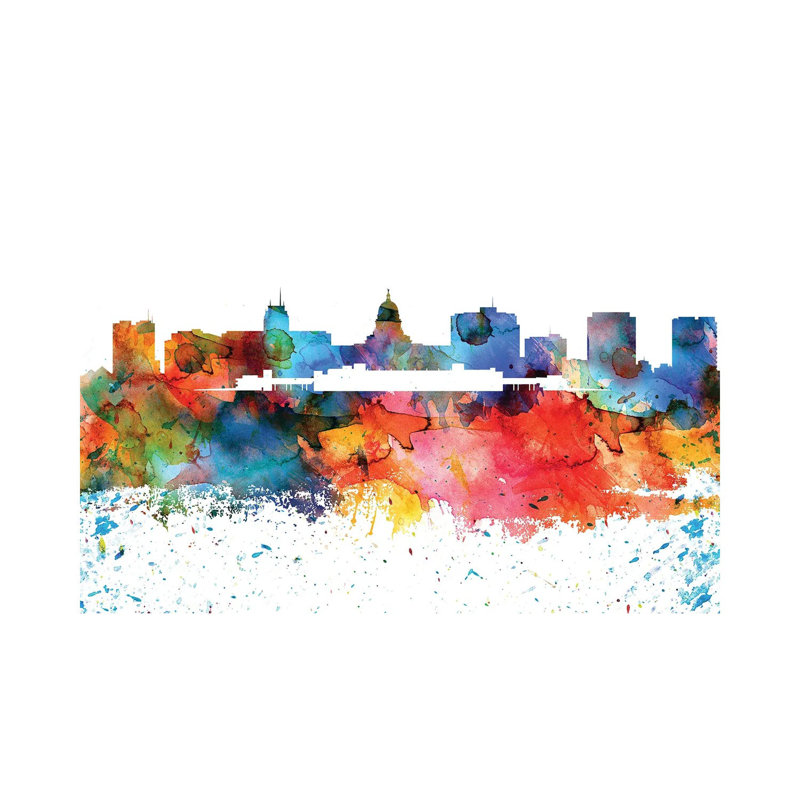 Madison Skyline - Wrapped Canvas Painting, 30.48 cm H x 45.72 cm W