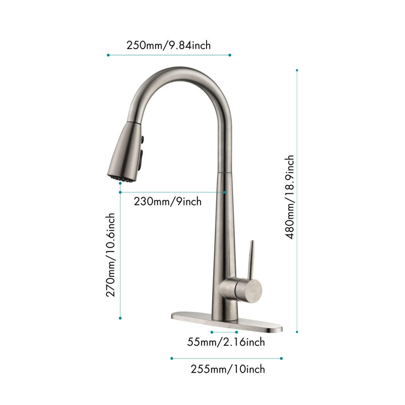Maxbrass Pull Down Kitchen Faucet, Brushed Nickel