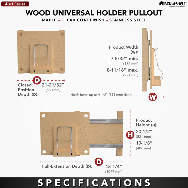 Wood Universal Holder Pullout