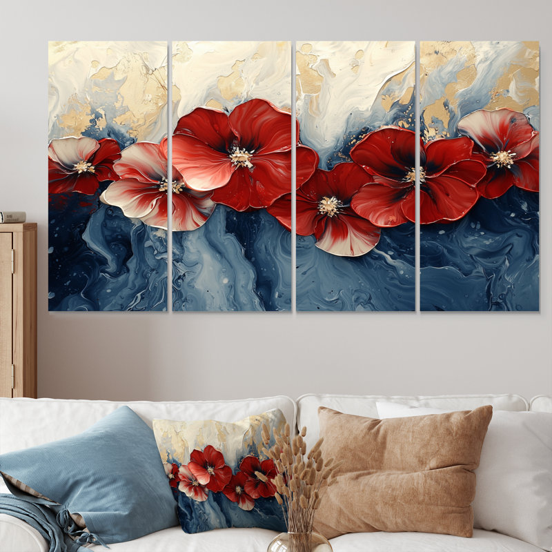 «Battton» - art mural traditionnel, 4 pièces, H 28 po x l 48 po