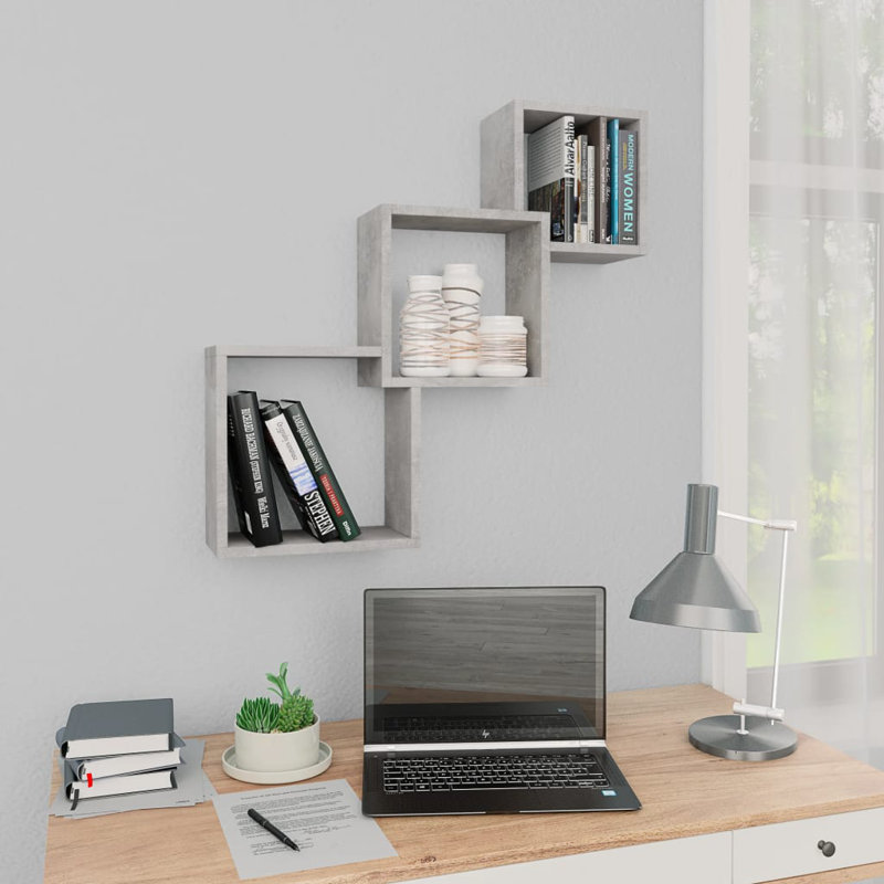 Cubicle Shelves Floating Cube Shelves Display Shelves for Book DVD, Light Gray