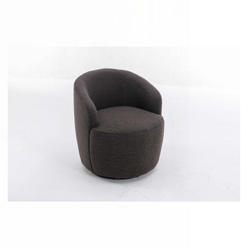 Swivel Barrel Chair, Dark Gray Teddy Fabric