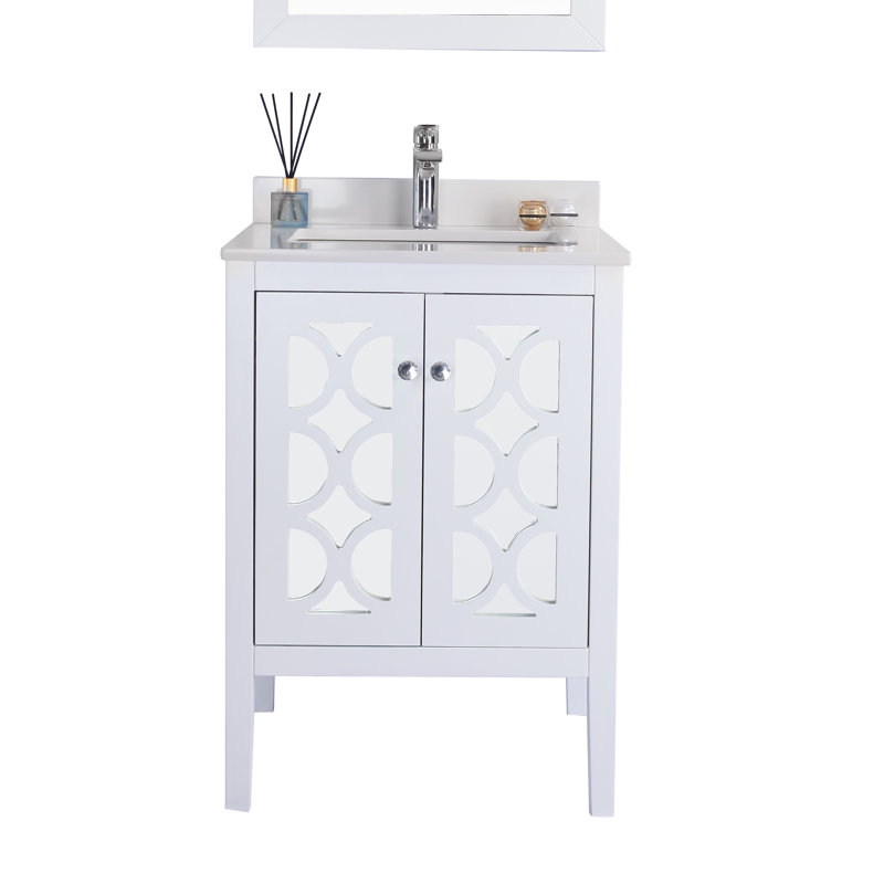 Mediterraneo 24" White Bathroom Vanity with Quartz Countertop