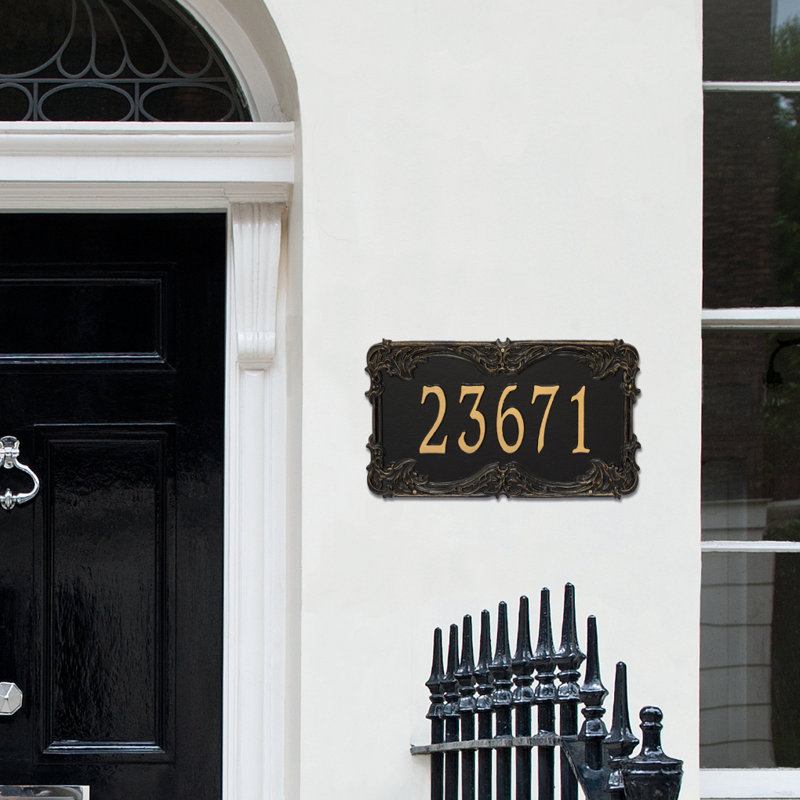 Plaque d'adresse murale 1 ligne Signature Series, Noir, Or, Oui