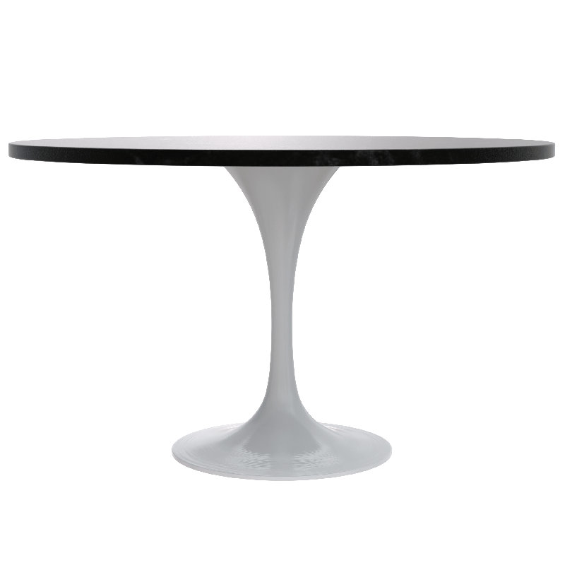 Table de salle à manger ronde Heatherton avec plateau en panneau de fibres à densité moyenne et piédestal blanc en acier inoxydable
