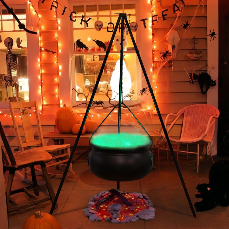 Décorations d'Halloween décorations d'Halloween d'extérieur chaudron sur trépied avec lumières de minuterie - Décorations d'Halloween chaudron en plastique