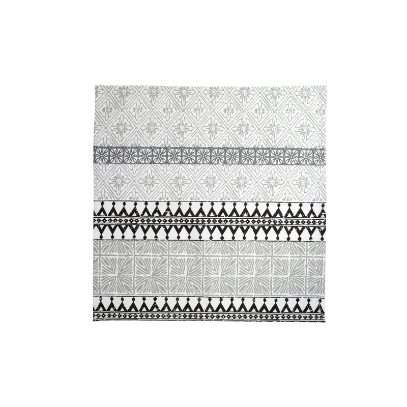 Serviette Bohemian Linens, Gris/noir