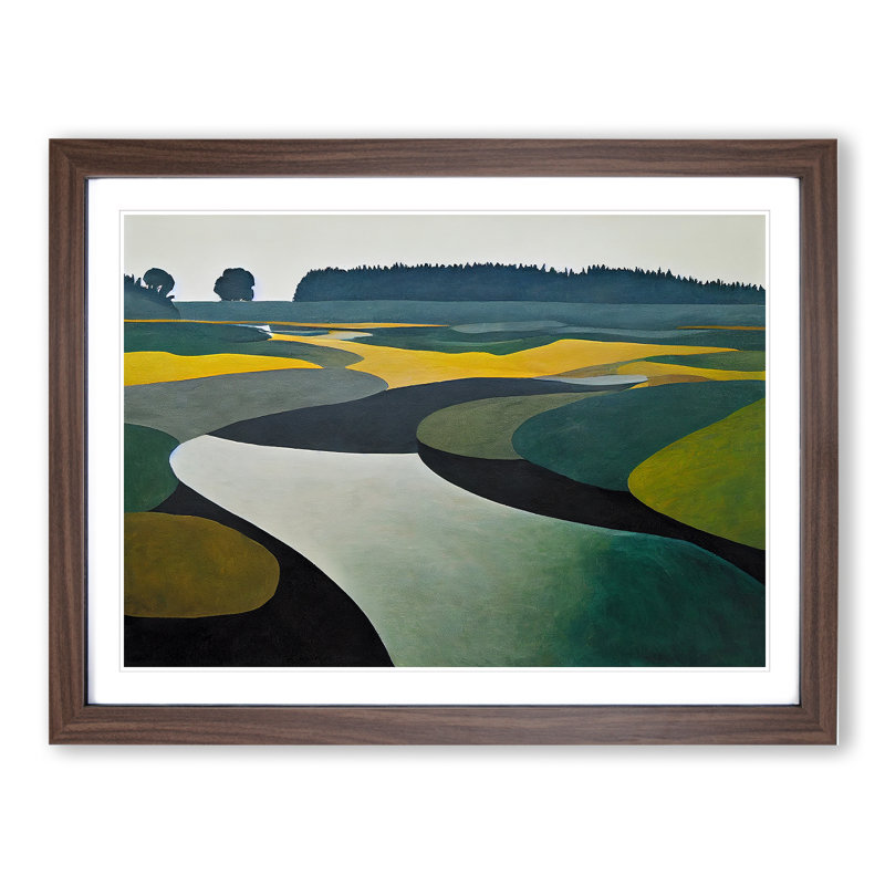 Lake View - Framed Print, 25cm H x 34cm W, Walnut Framed