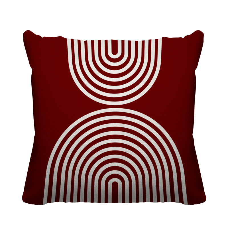 Coussin décoratif intérieur / extérieur Hali, L 15 po x H 15 po, Rouge