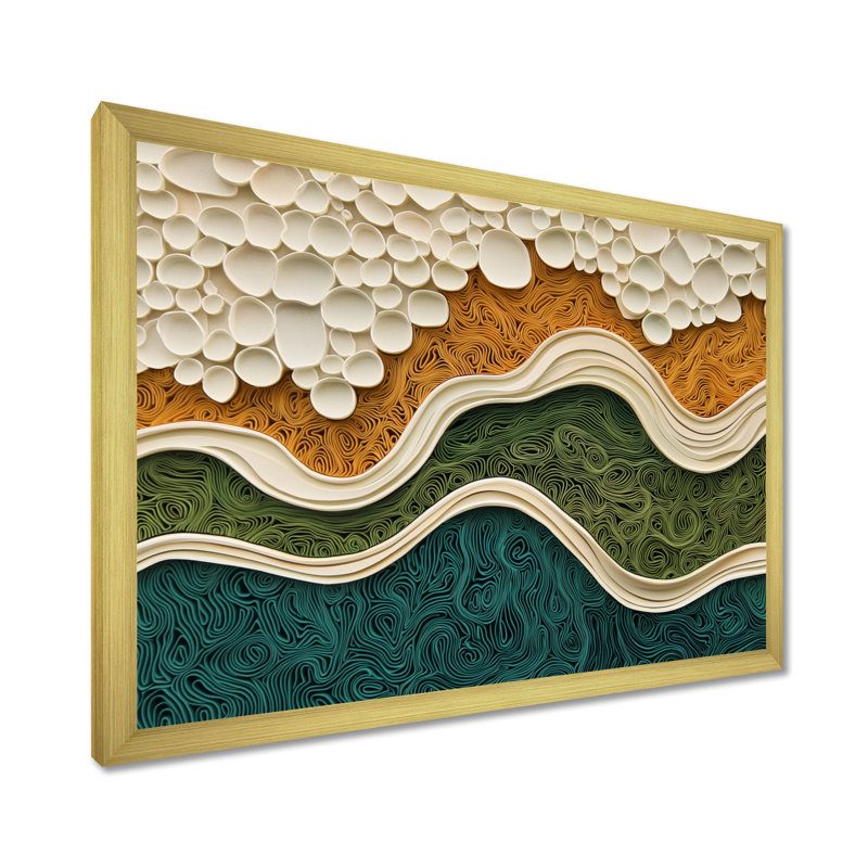 Biomorphism Earth Rhythm In Chaos I - abstraction lyrique, art mural, H 16 po x l 32 po, Doré