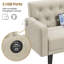 Causeuse convertible à accoudoirs carrés 63 po avec accoudoirs carrés et ports USB, beige-111010869