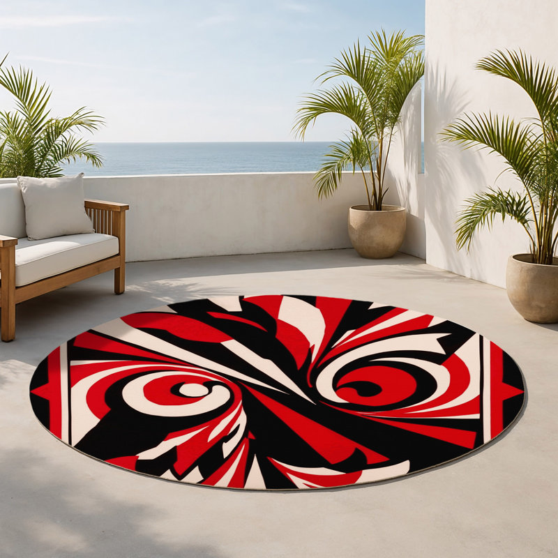 Tapis intérieur et extérieur Obsidian Drift, Rond 5 pi