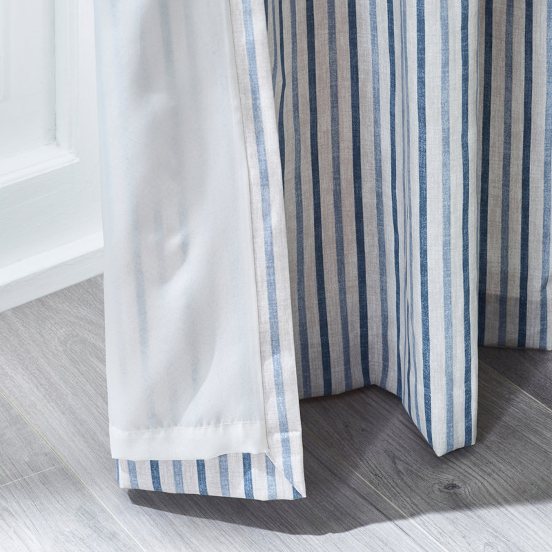 Logan Stripe Lined Eyelet Curtains, Blue, 168cm Width x 229cm Drop