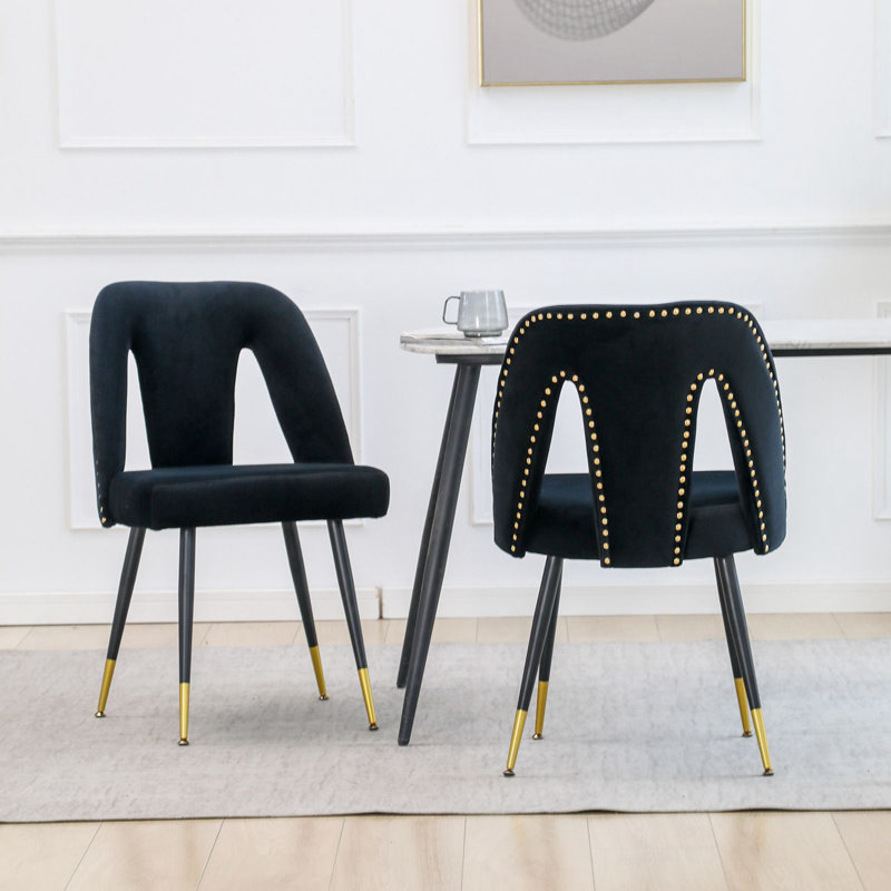 Hecht Fabric Upholstered Dining Chairs, Black