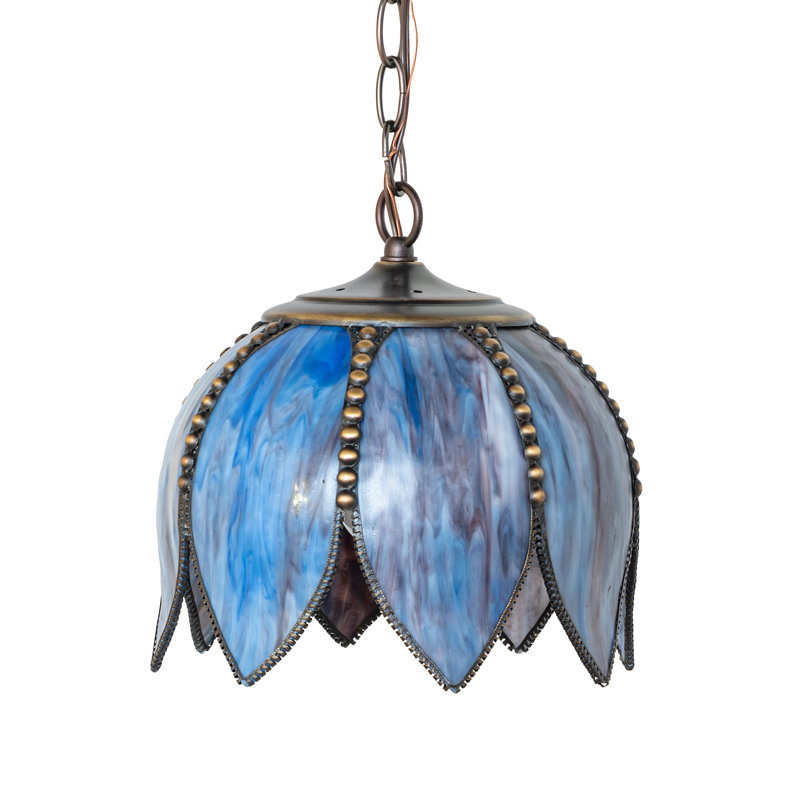 10" Wide Tulip Mini Pendant, Purple/Blue/Brown