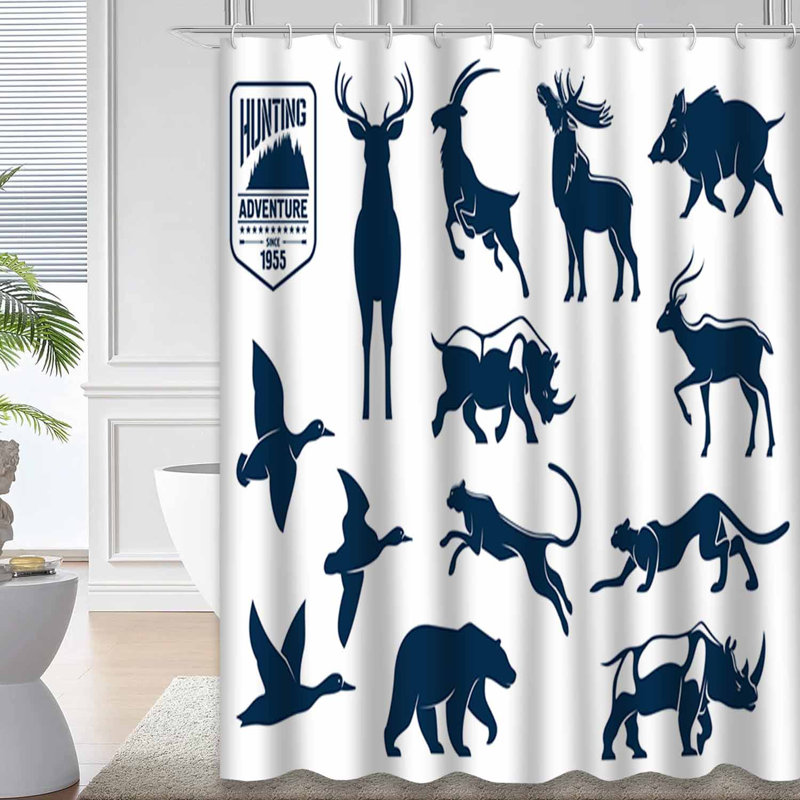 Rideau de douche avec 12 crochets Wild Animal, L 72 po x l 72 po