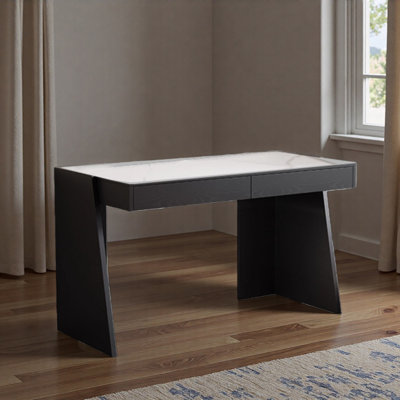 Rock slab countertop double-drawer writing desk