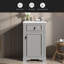 Meuble-lavabo de salle de bain avec lavabo en céramique, porte à fermeture douce, tablette réglable et support de rangement fixé à la porte - idéal pour les petites salles de bain-266647485