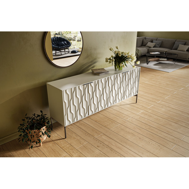 Mesa 79.5'' W Sideboard, Stone/Brushed Carbon