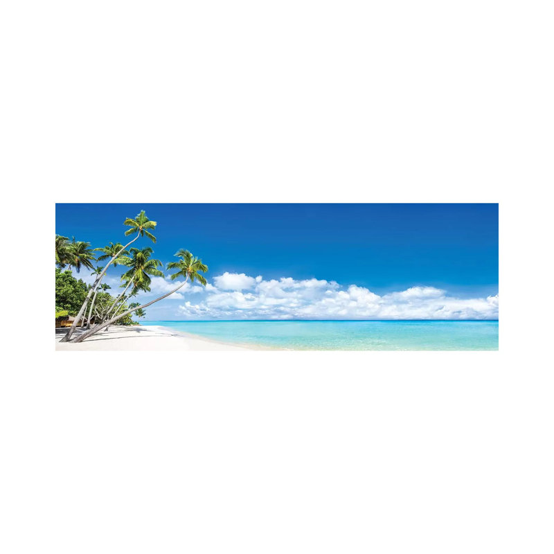 Beach Panorama With Palm Trees by Jan Becke - Wrapped Canvas Panoramic Print, 50.8cm H x 152.4cm W