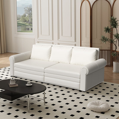 3-In-1 Faux Leather Convertible Sleeper Sofa