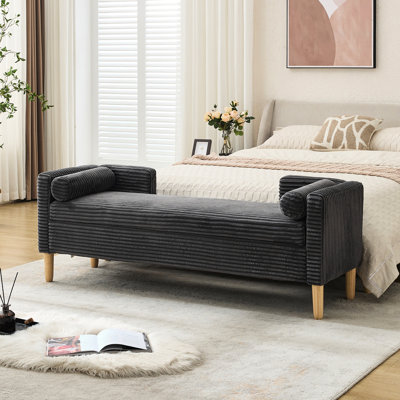 Banc rembourré avec accoudoirs avec repose-pieds et repose-pieds en velours côtelé avec accoudoirs